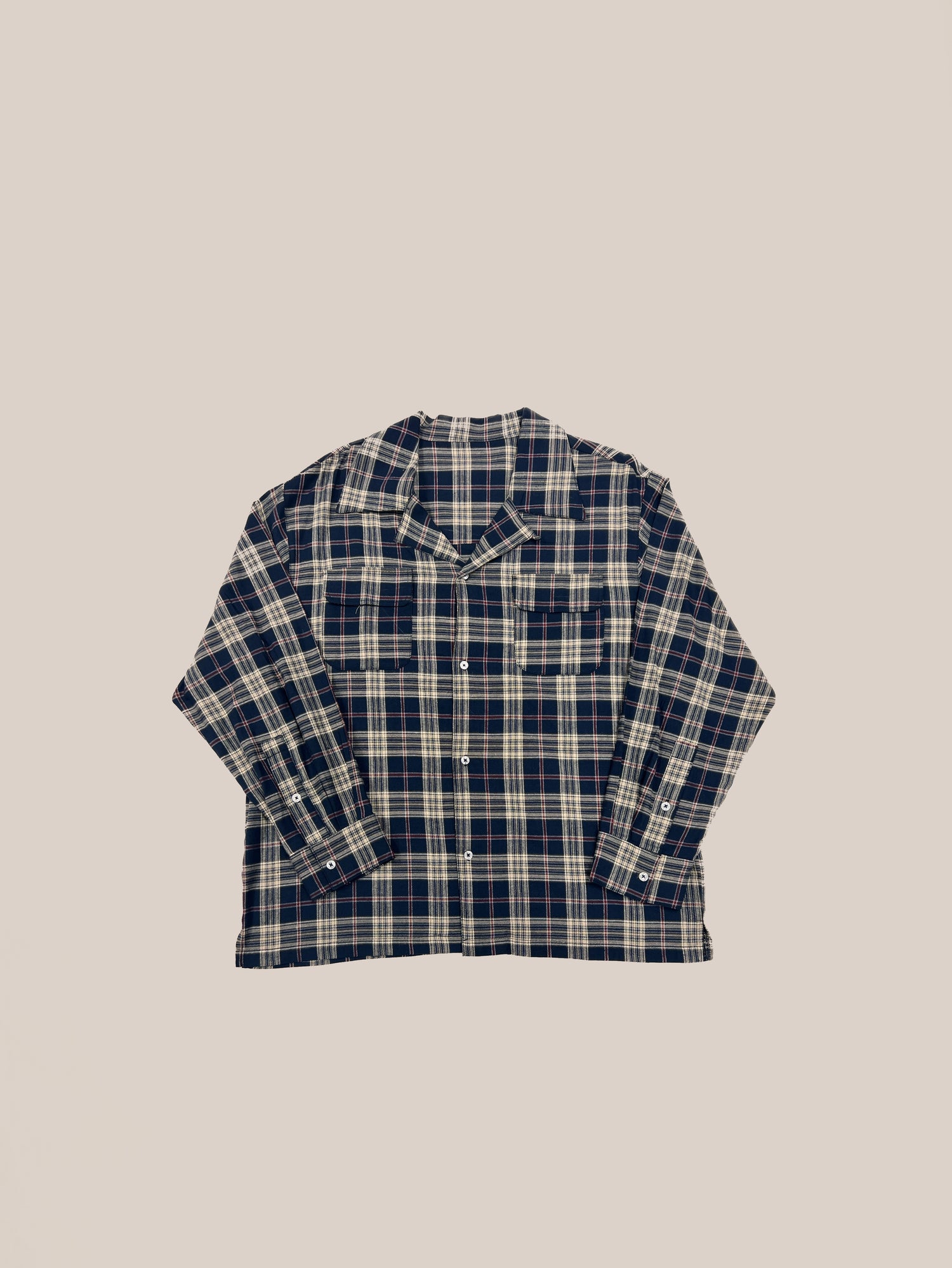 A Profound Sample 54 100% Cotton Navy Flannel Button Down shirt displayed against a plain background.