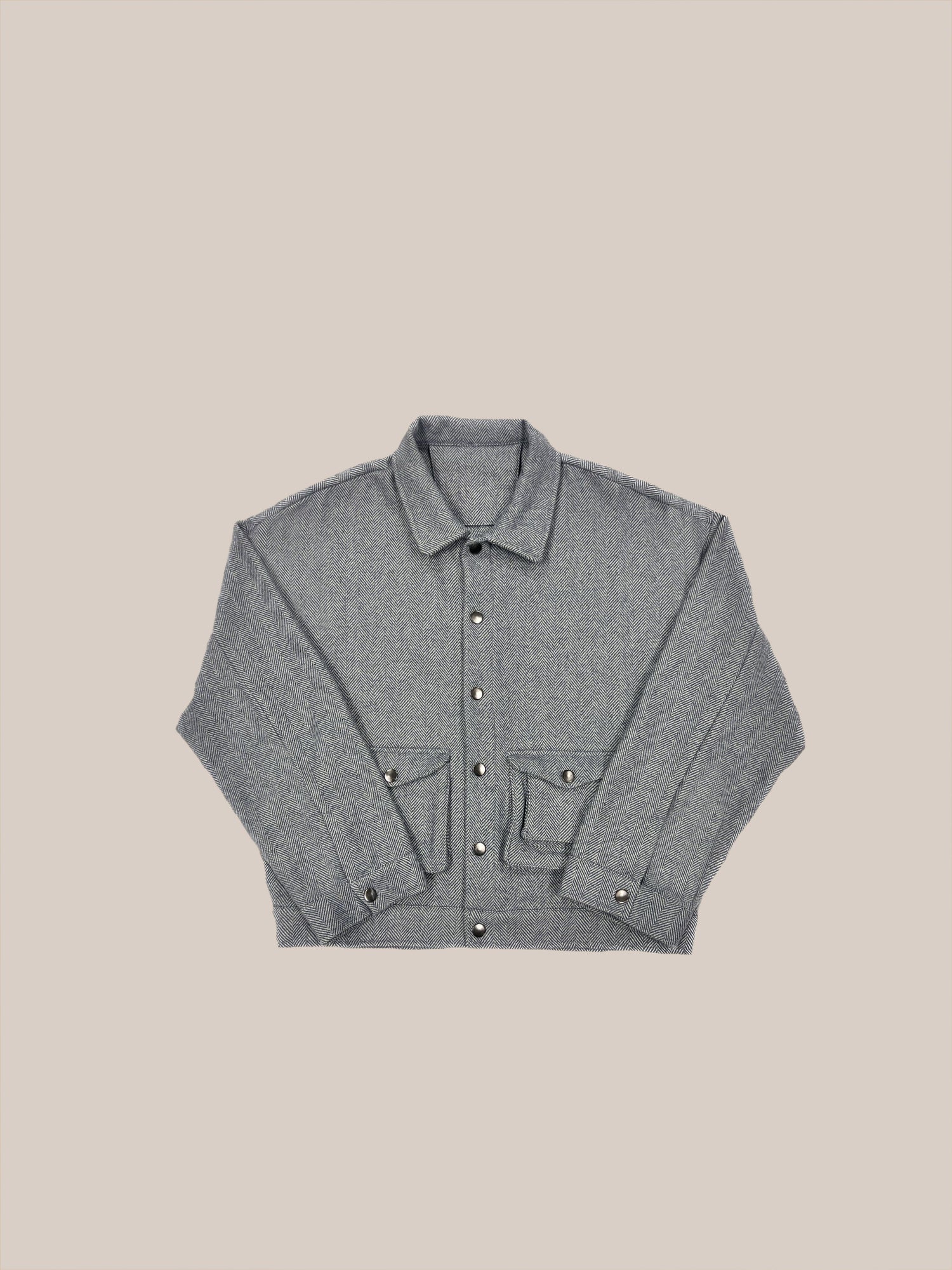 Grey Profound wool blend Sample 6 overshirt jacket on a plain background.