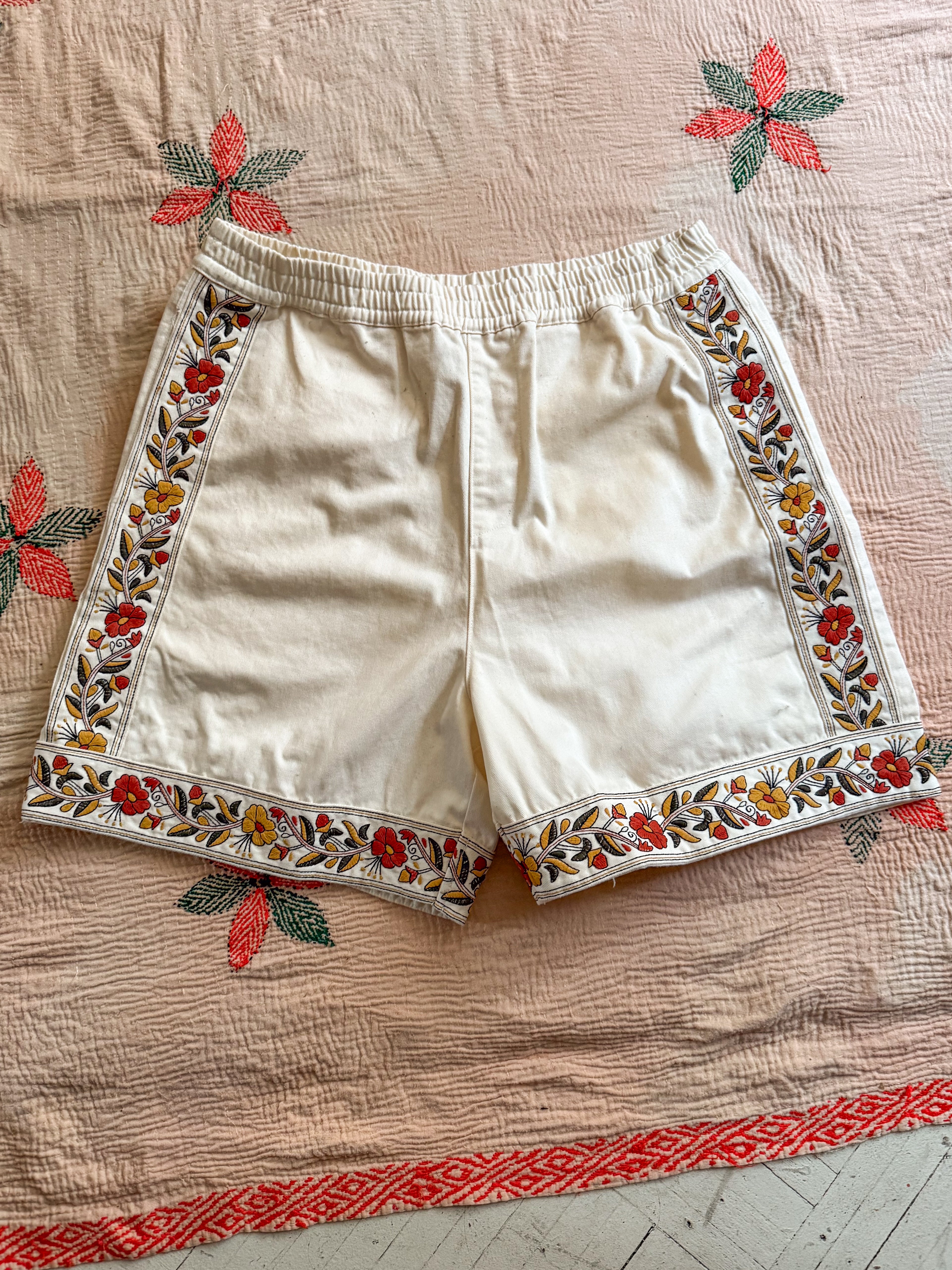 Kantha Floral Work Shorts