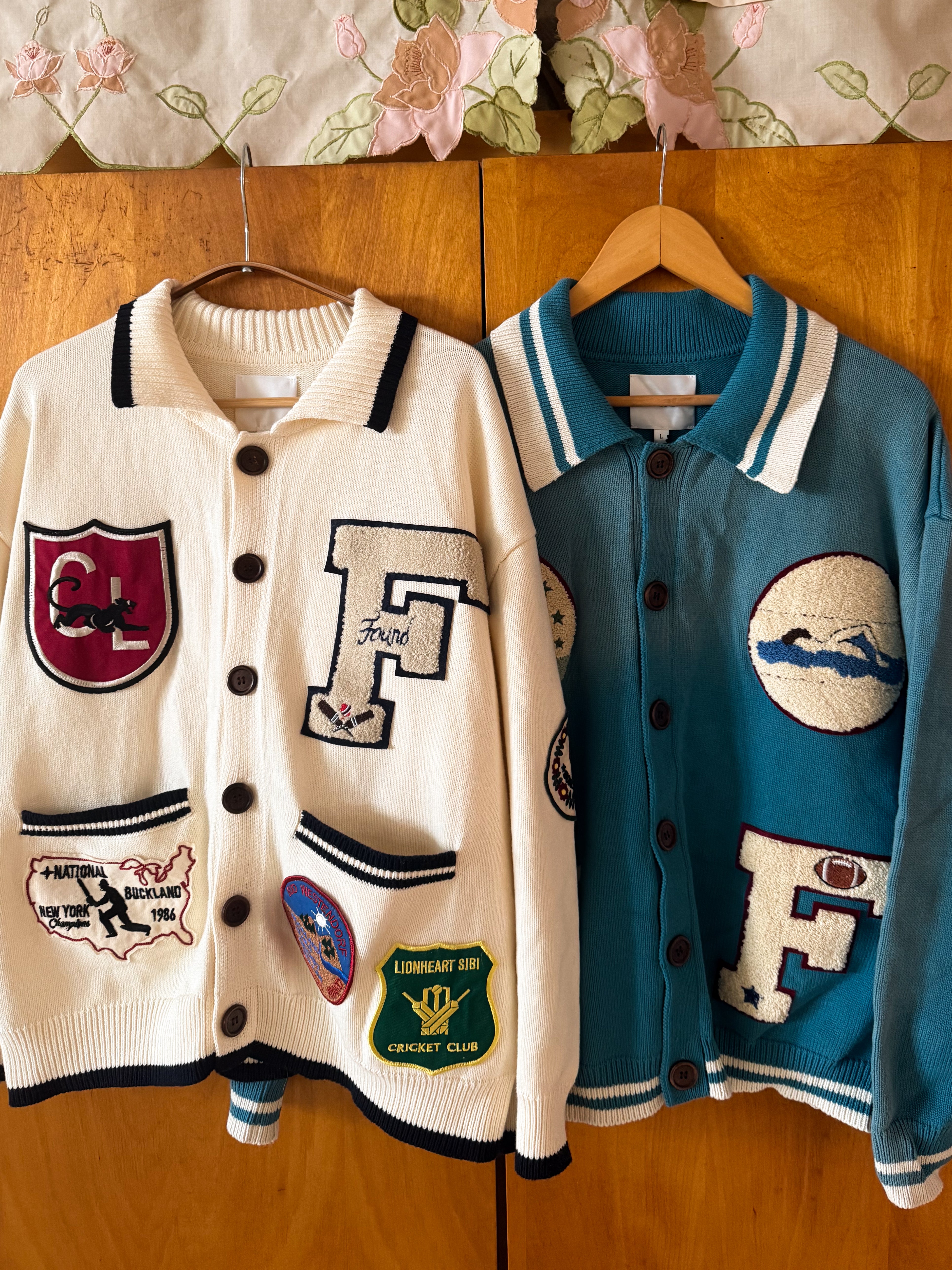 Fin Varsity Patch Collared Cardigan