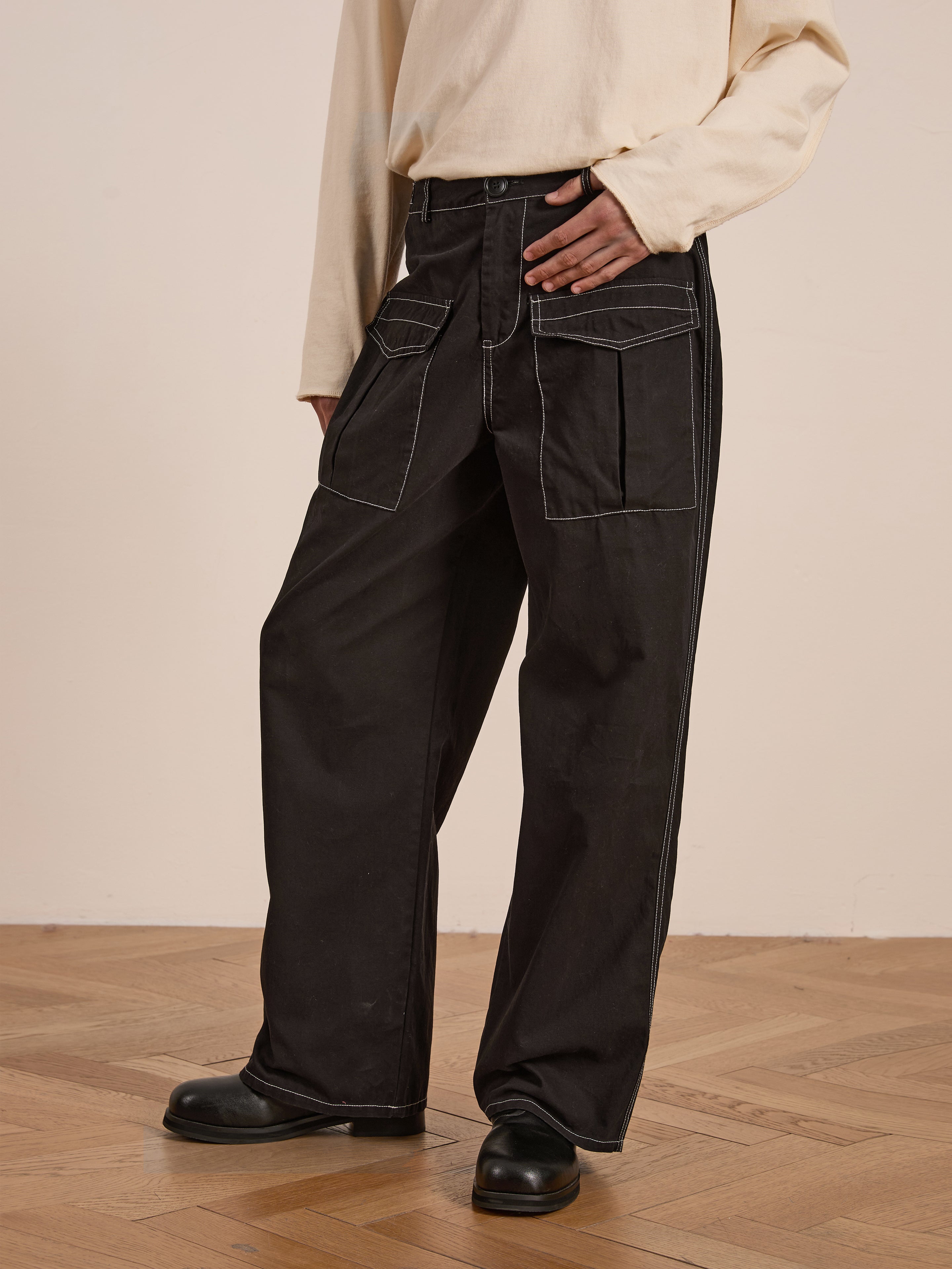 Lucca Black Contrast Pocket Pants