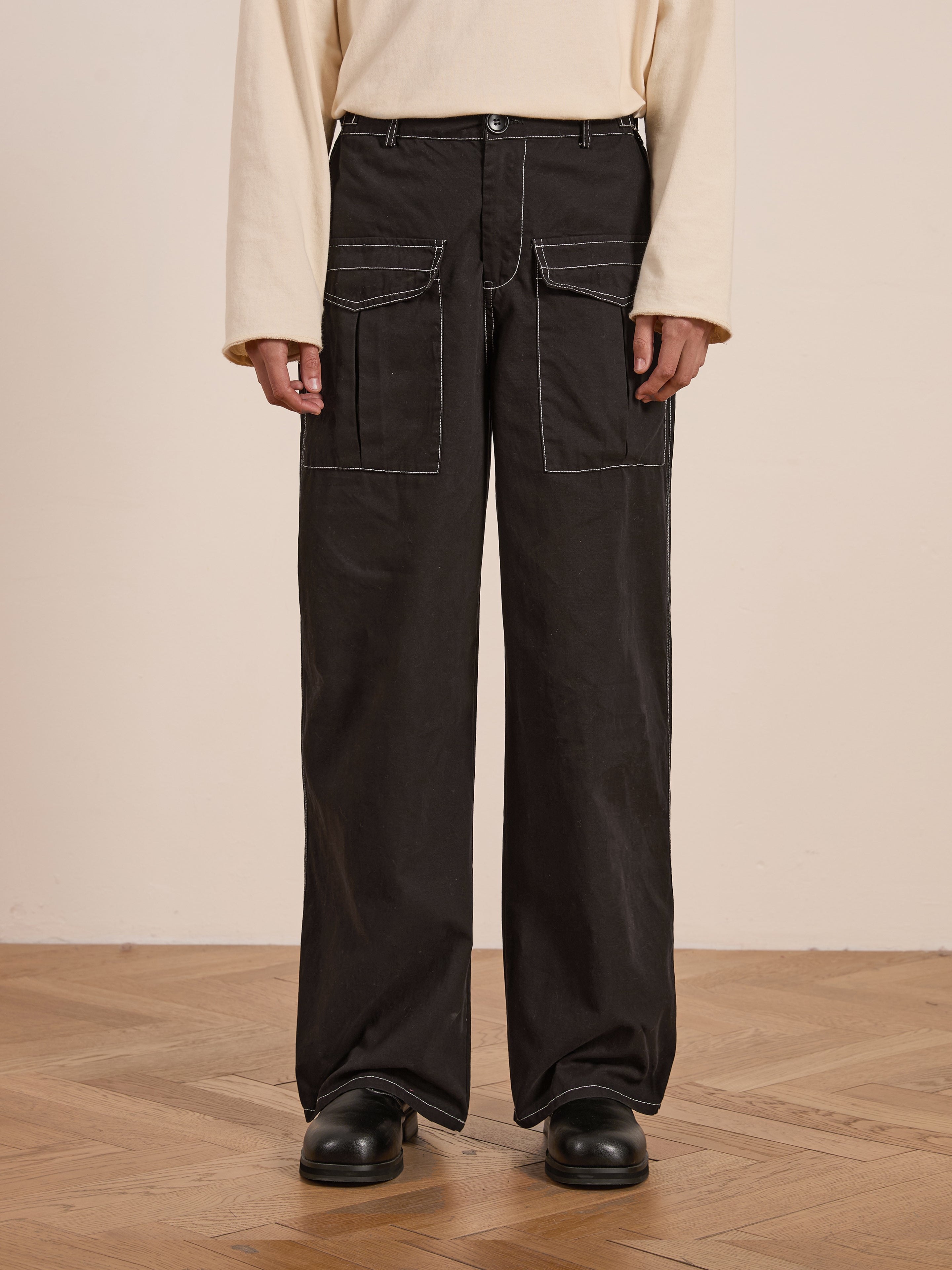 Lucca Black Contrast Pocket Pants