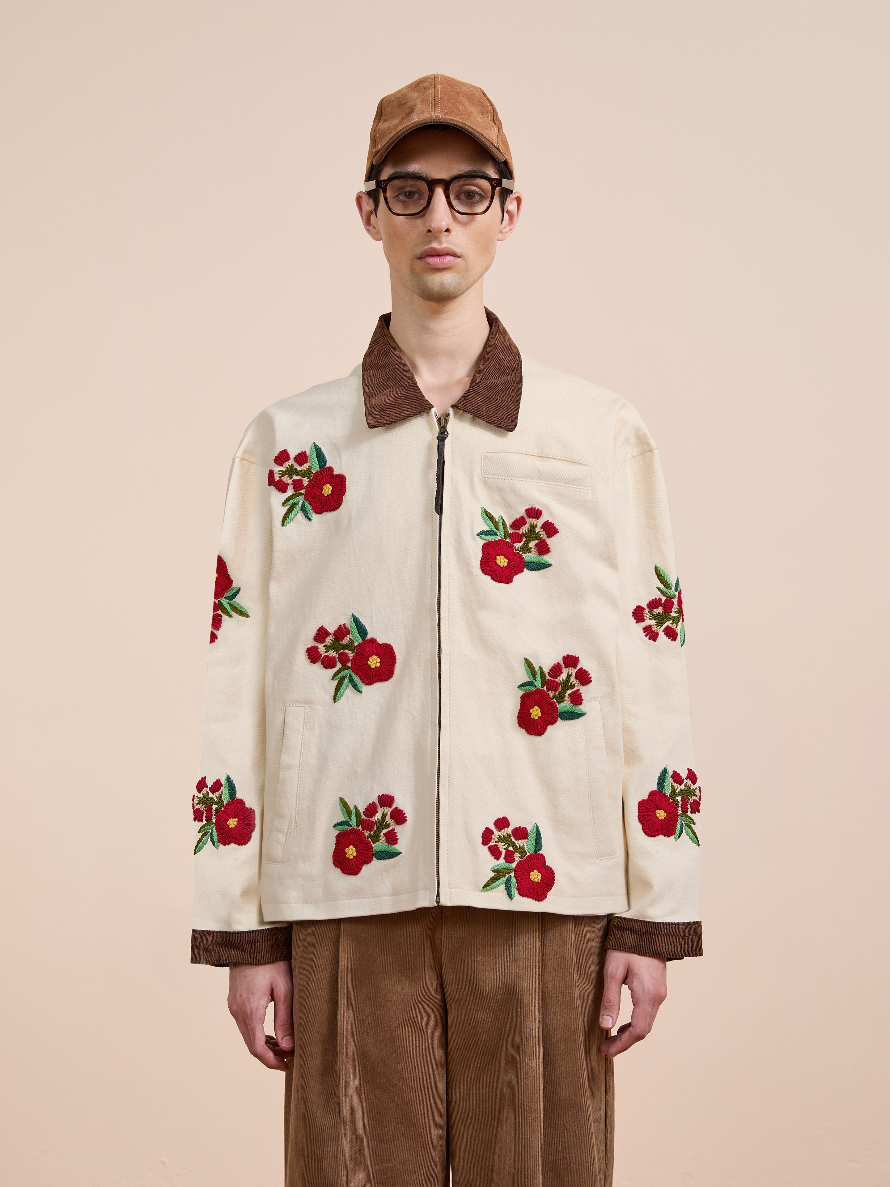 Floral Hand Embroidered Work Jacket