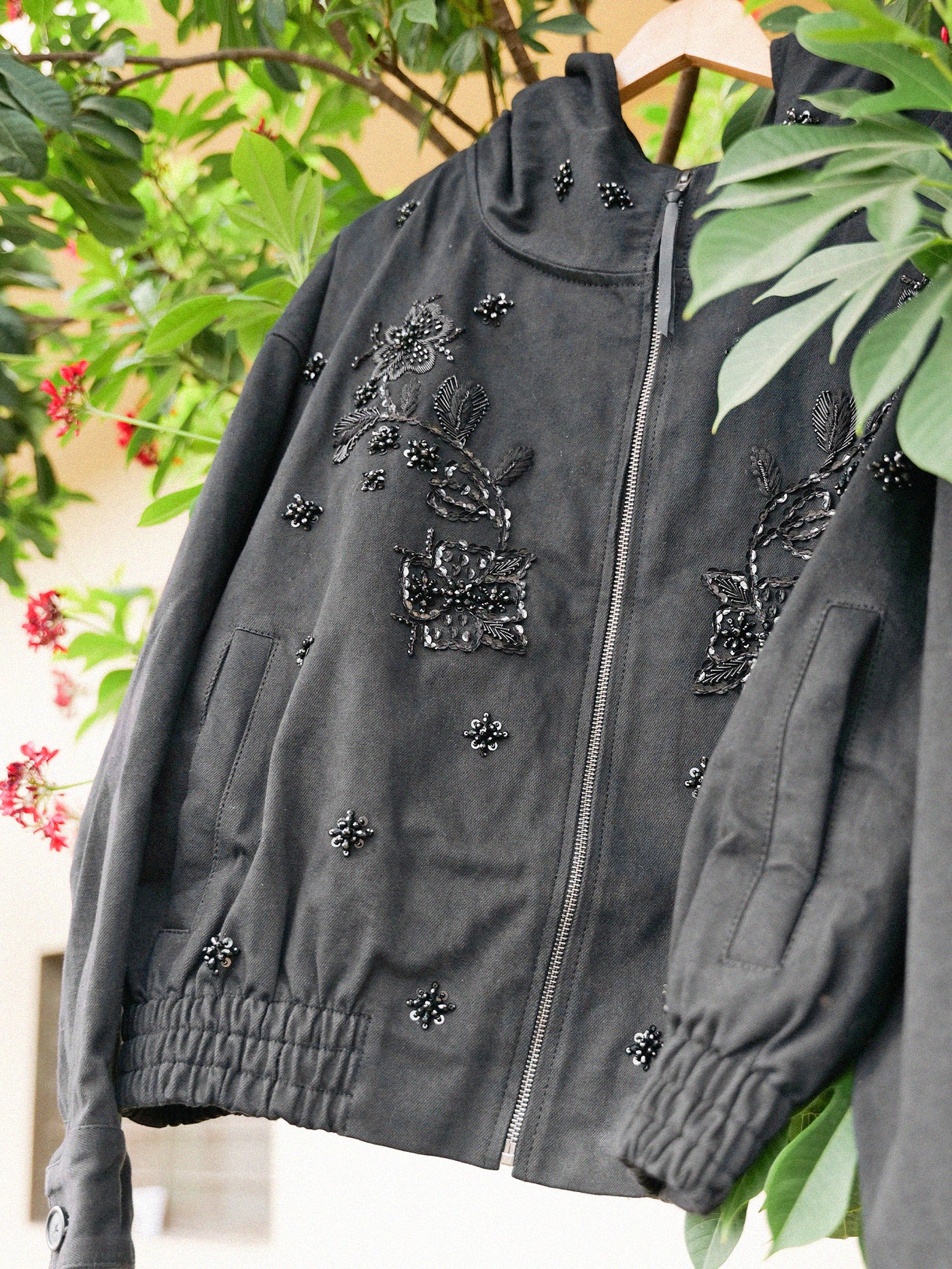 Hand Embroidered Tonal Anorak Jacket