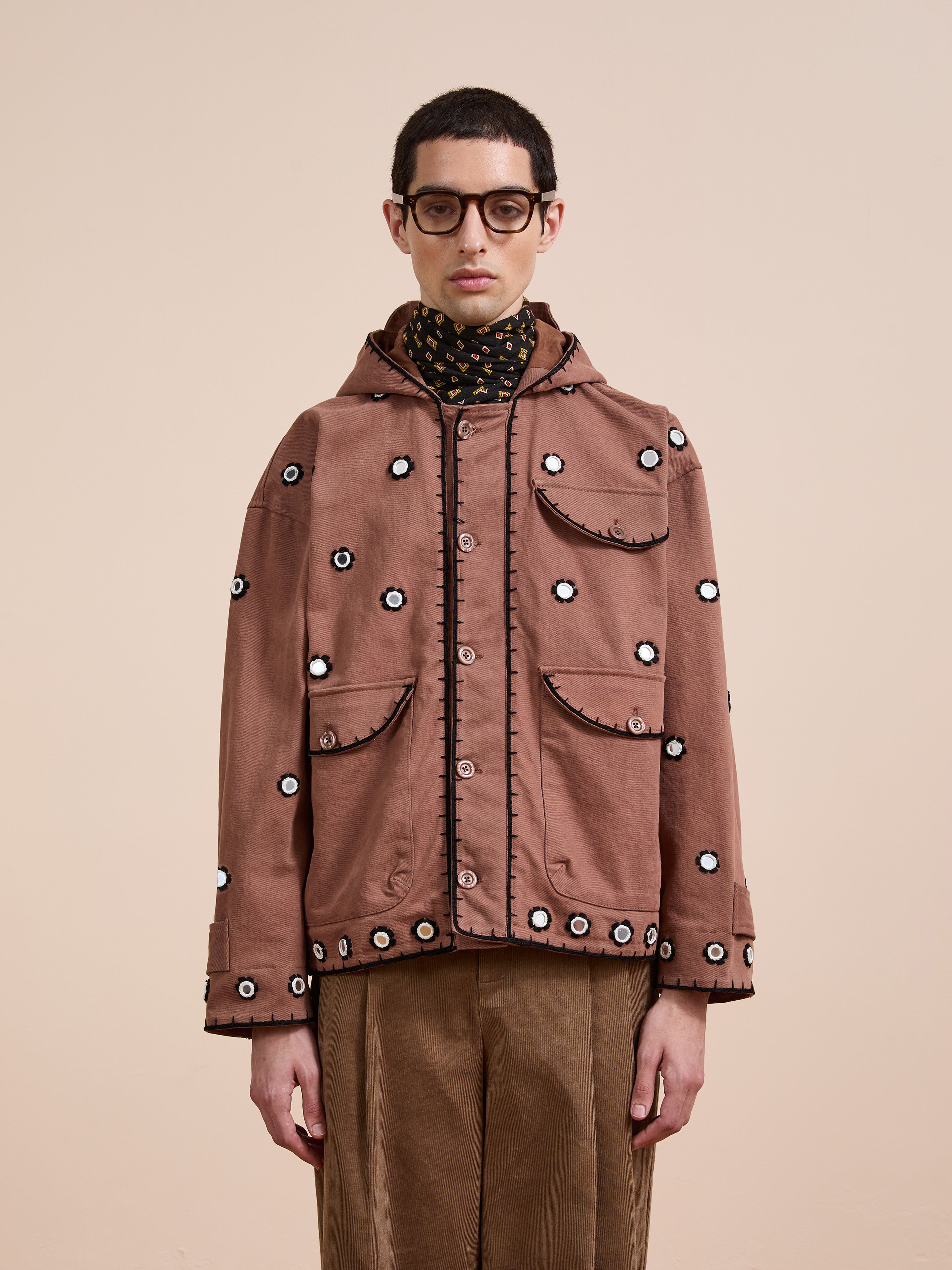 Hand Embroidered Hooded Mirror Anorak
