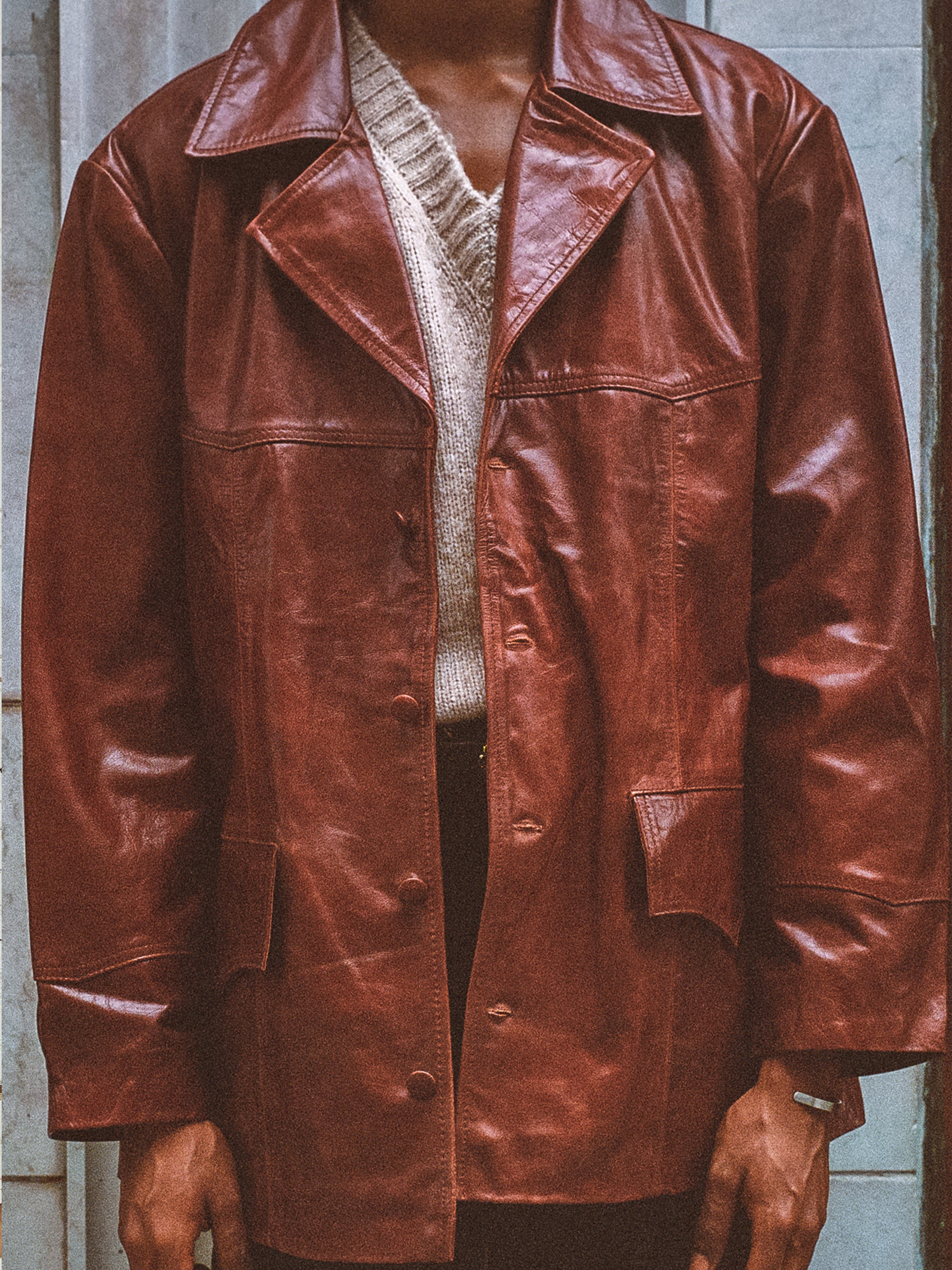 Claret Western Oversized Leather Blazer