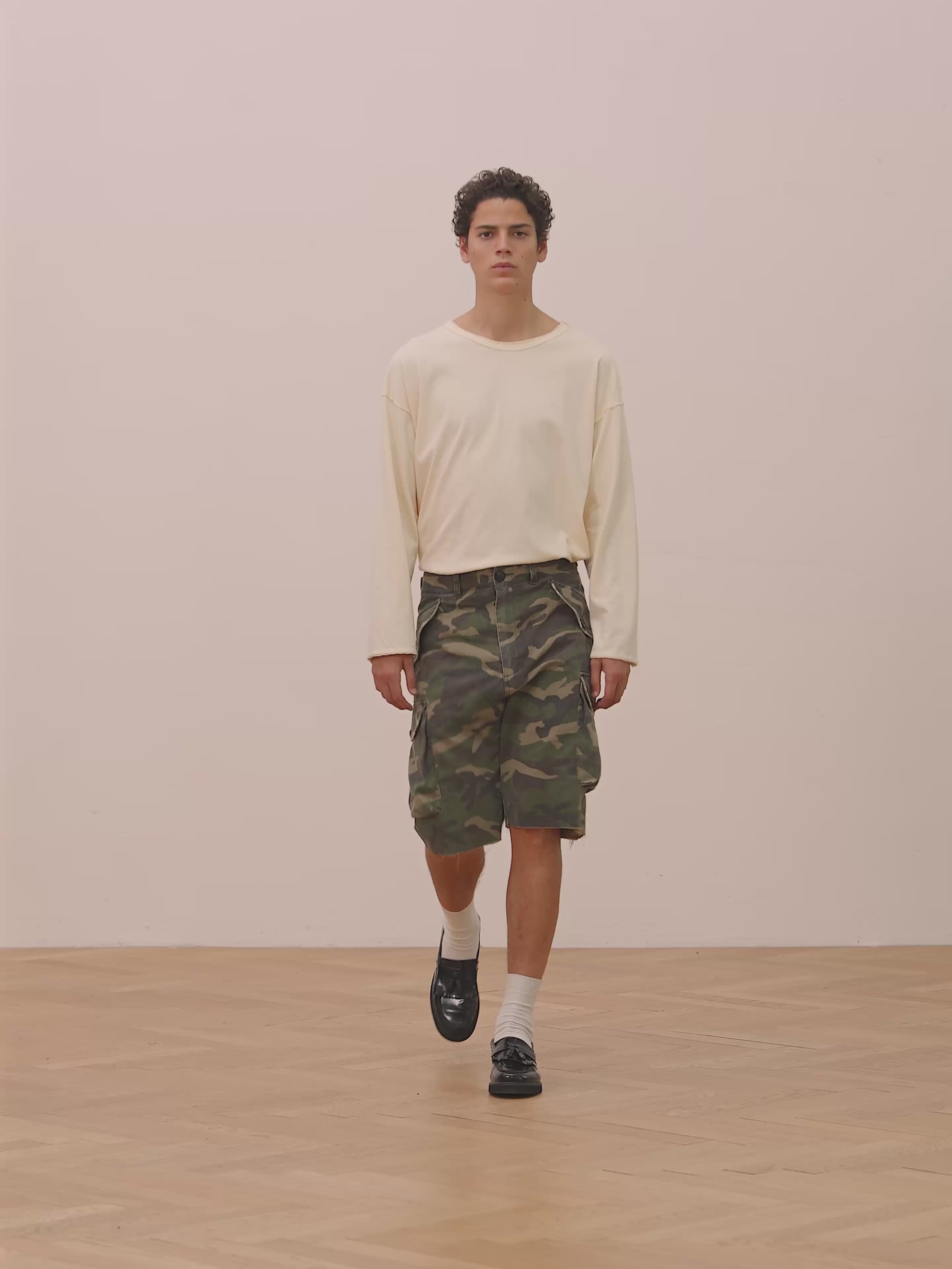 Camouflage Twill Utility Cargo Shorts