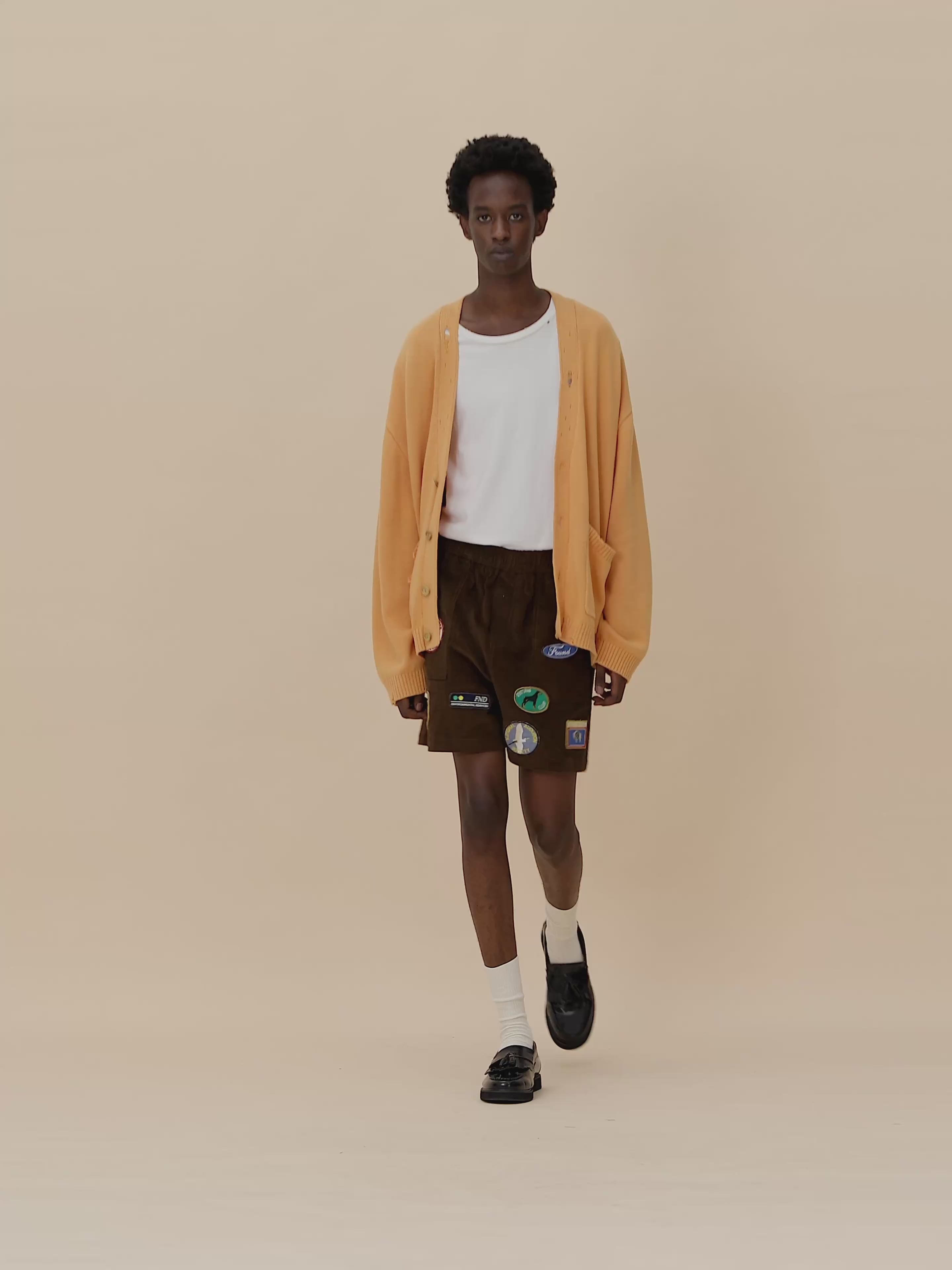 Corduroy Patch Shorts in Brown