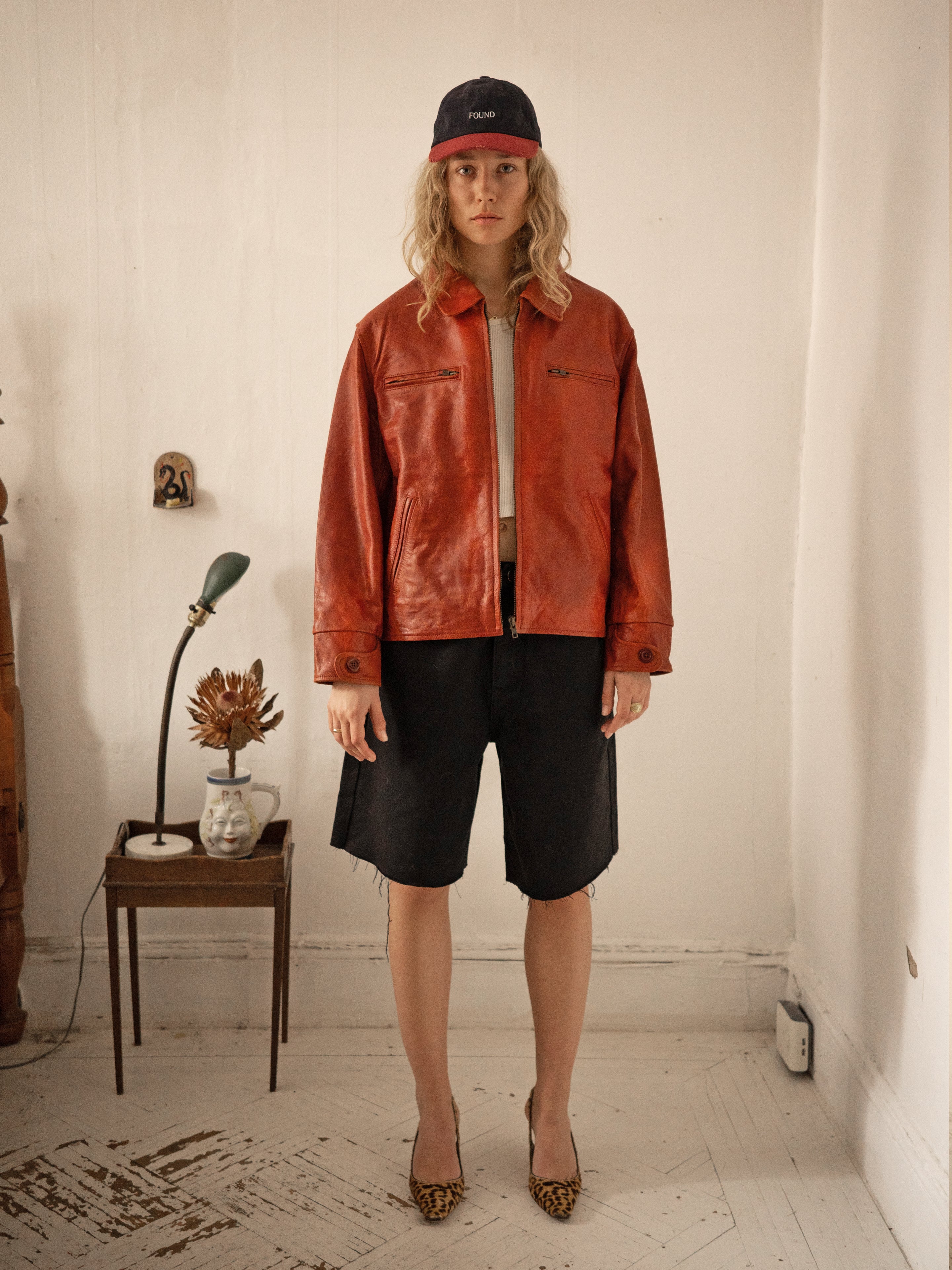 Marlboro Sun Faded  Leather Racer Jacket