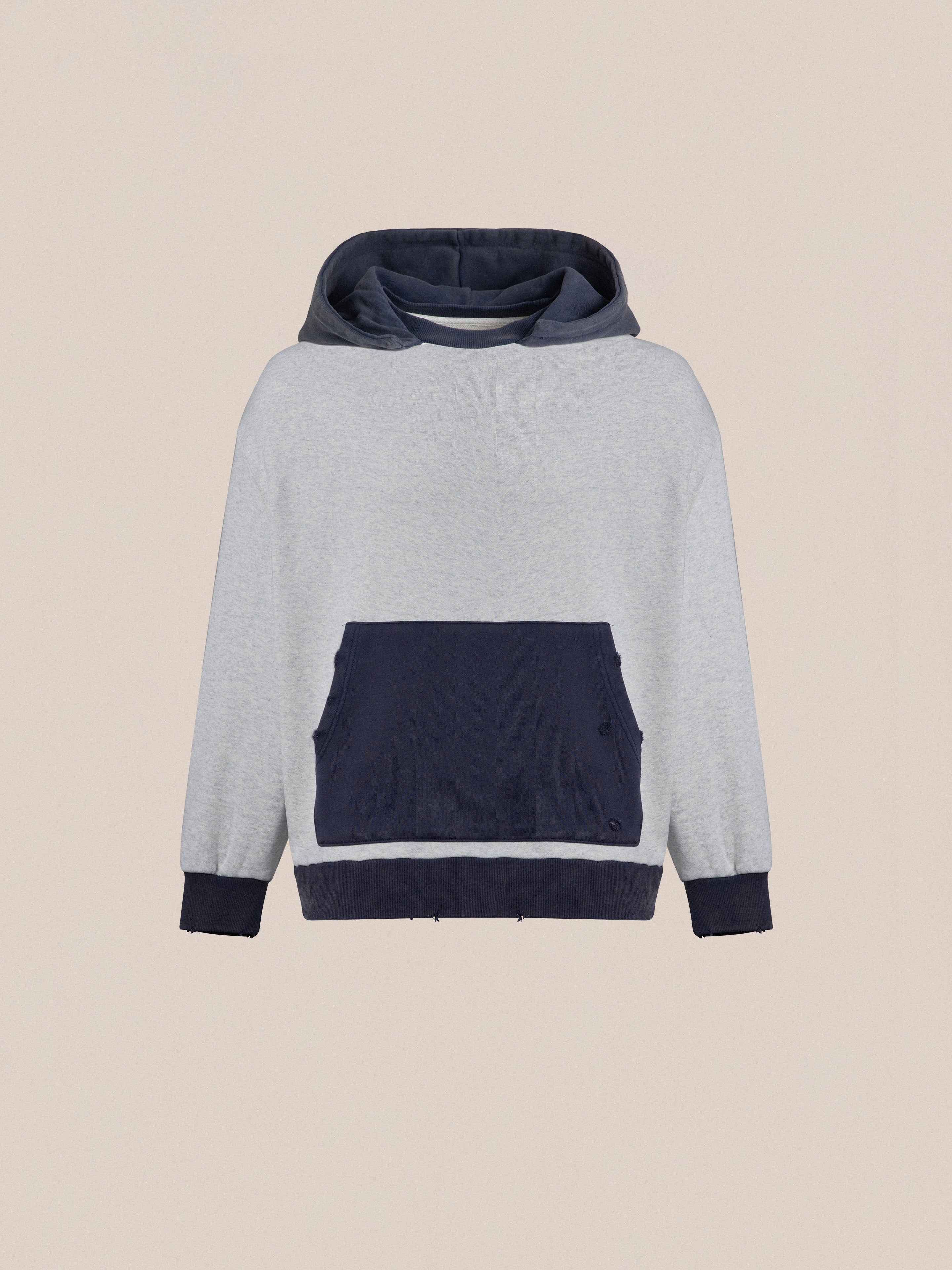 A grey and navy enzyme-washed cotton, Found Two Tone Hoodie.